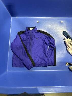 Vintage Adidas Purple and Black Zip-Up Mesh Lined Windbreaker Jacket